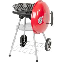 Gratar gradina cu carbuni, grill rotund, cu roti, capac, rafturi, 34.5 cm, 36x46.5x71 cm, Pluto