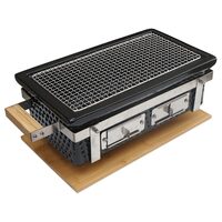 Gratar cu carbuni, grill dreptunghiular, ceramic, Hibachi, 17x34x17.5 cm, Perfect Home