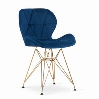 Scaun bucatarie/living, Artool, Nest, catifea, metal, bleumarin si auriu, 47x53x73 cm