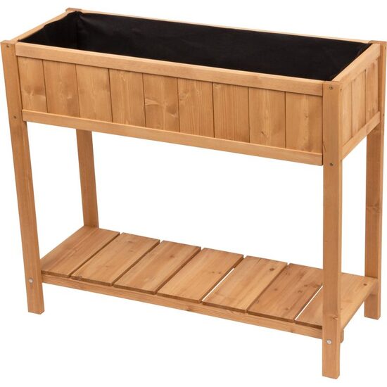 Jardiniera decorativa inaltata, cu raft inferior, lemn, 89x33x76 cm, Strend Pro