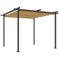 Pergola pentru gradina/terasa, retractabila, cadru metalic, bej, 3x3x2.27 m