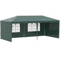 Pavilion pentru gradina/comercial, cadru otel, 4 pereti, pliabil, verde, 5.85x2.95x2.55 m