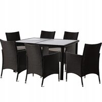 Set mobilier gradina/terasa, maro inchis si bej, ratan sintetic, 1 masa, 6 fotolii, Riviera
