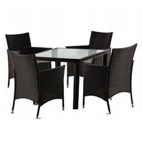 Set mobilier gradina/terasa, maro inchis si bej, ratan sintetic, 1 masa, 4 fotolii, Geneva