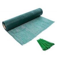 Plasa de umbrire, 80 g/mp, grad de umbrire 85%, verde, 20x1.5 m, cu 50 de coliere pentru montare, 150x2.5 mm
