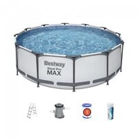 Piscina structura metalica, rotunda, pompa filtrare, scara, test analiza apa, 366x100 cm, Bestway Steel Pro Max