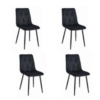 Set 4 scaune bucatarie/living, Artool, Libra, catifea, metal, negru, 44x40x88.5 cm