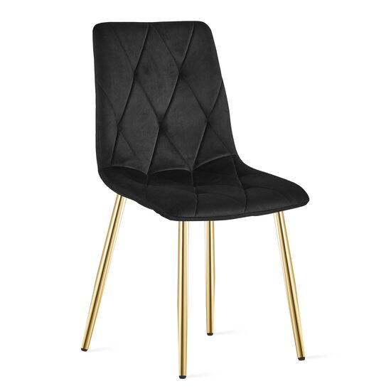 Scaun bucatarie/living, Artool, Libra, catifea, metal, negru si auriu, 45x54x86.5 cm