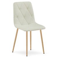 Scaun bucatarie/living, Artool, Libra, textil, metal, bej si natur, 44.5x54.5x87 cm