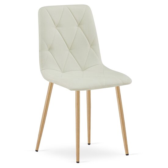Scaun bucatarie/living, Artool, Libra, textil, metal, bej si natur, 44.5x54.5x87 cm
