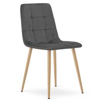 Scaun bucatarie/living, Artool, Kara, catifea, metal, gri si natur, 44.5x50.5x87 cm