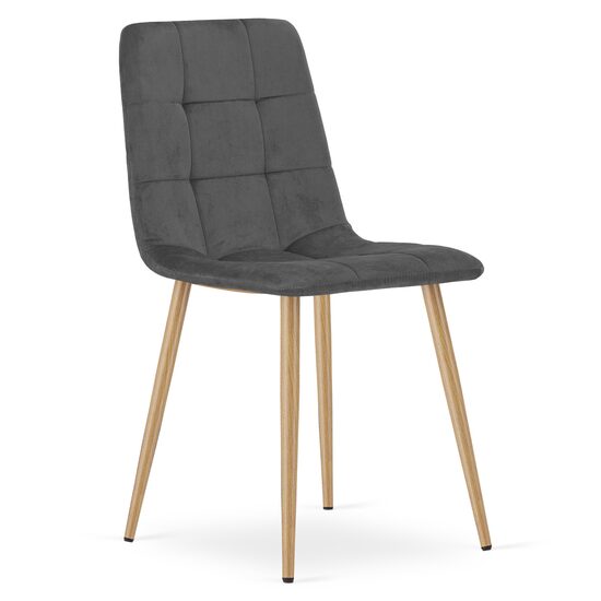 Scaun bucatarie/living, Artool, Kara, catifea, metal, gri si natur, 44.5x50.5x87 cm