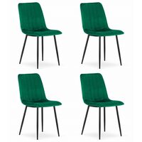 Set 4 scaune bucatarie/living, Artool, Lava, catifea, metal, verde si negru, 43x51x90 cm
