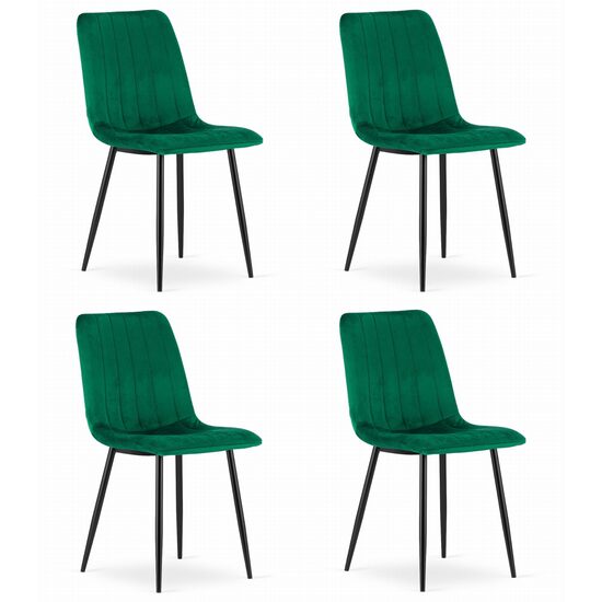 Set 4 scaune bucatarie/living, Artool, Lava, catifea, metal, verde si negru, 43x51x90 cm