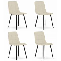 Set 4 scaune bucatarie/living, Artool, Kara, catifea, metal, bej si negru, 44.5x50.5x87 cm