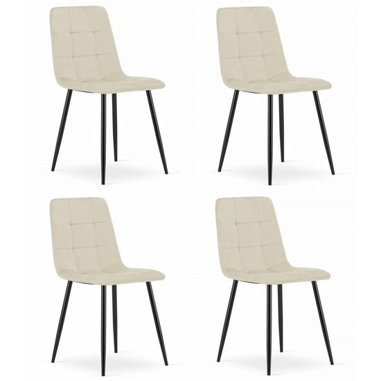Set 4 scaune bucatarie/living, Artool, Kara, catifea, metal, bej si negru, 44.5x50.5x87 cm