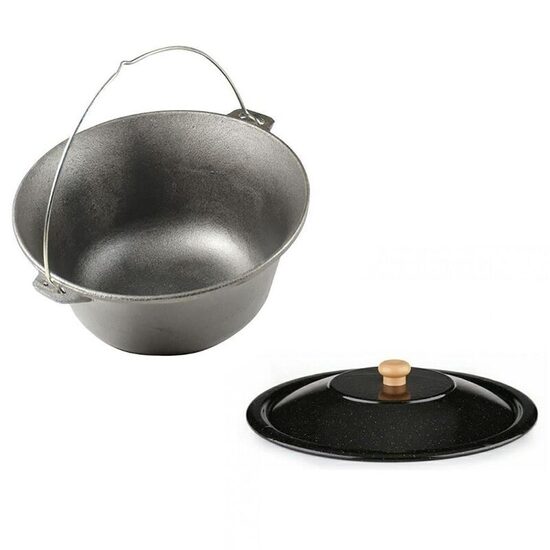 Set ceaun fonta cu capac emailat, 16 L, Premium