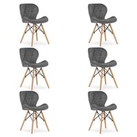 Set 6 scaune bucatarie/living, Artool, Lago Velvet, catifea, lemn, gri, 48x52.5x74 cm