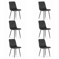 Set 6 scaune bucatarie/living, Artool, Lava, catifea, metal, negru, 43x51x90 cm