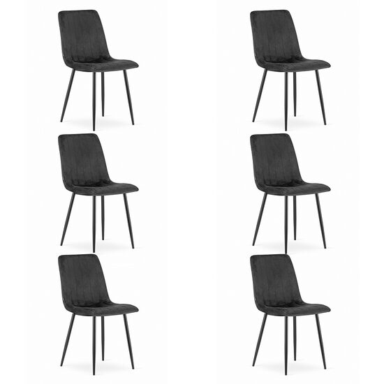 Set 6 scaune bucatarie/living, Artool, Lava, catifea, metal, negru, 43x51x90 cm