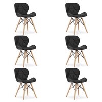 Set 6 scaune bucatarie/living, Artool, Lago, piele ecologica, lemn, negru, 47x38x73 cm