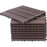 Podea de gradina din plastic, set 9 buc, 31x31 cm, maro inchis, Strend Pro