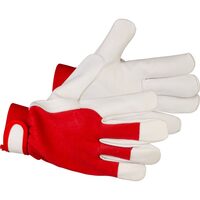 Manusi piele de capra, bumbac, rezistente la frig, rosu si alb, marimea 10/XL, Strend Pro Marvic