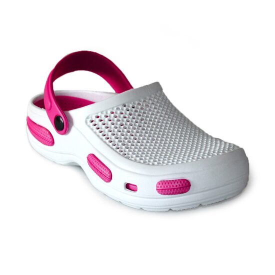 Papuci/saboti, clogs, pentru femei, spuma EVA, alb si roz, marimea 40, Jose Amorales