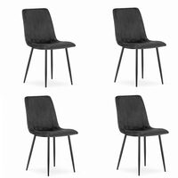 Set 4 scaune bucatarie/living, Artool, Lava, catifea, metal, negru, 43x51x90 cm