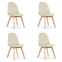 Set 4 scaune bucatarie/living, Bora, catifea, lemn, bej, 44.5x54x81.5 cm