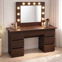 Masa de toaleta/machiaj, Vanessa, wenge, cu oglinda si LED-uri, 130x43x143 cm