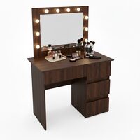 Masa de toaleta/machiaj, Irina, wenge, cu oglinda si LED-uri, 94x43x141 cm