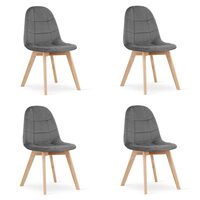 Set 4 scaune bucatarie/living, Artool, Bora, catifea, lemn, gri inchis, 44.5x54x81.5 cm