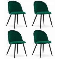 Set 4 scaune bucatarie/living, Artool, Bello, catifea, metal, verde, 46x42.5x76.5 cm