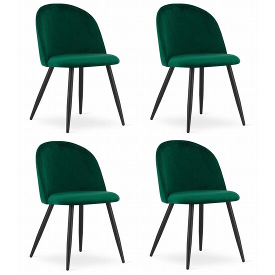 Set 4 scaune bucatarie/living, Artool, Bello, catifea, metal, verde, 46x42.5x76.5 cm