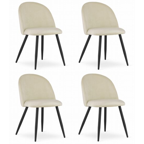 Set 4 scaune bucatarie/living, Artool, Bello, catifea, metal, bej, 46x42.5x76.5 cm