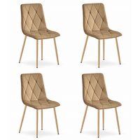 Set 4 scaune bucatarie/living, Artool, Libra, catifea, metal, maro, 45x54x86.5 cm
