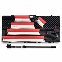 Set 5 gletiere profesionale, lama inox 0.3 mm, 25, 40, 60, 80, 100 cm, adaptor, maner telescopic, rola gletuit, geanta, Fullsoft, Olejnik