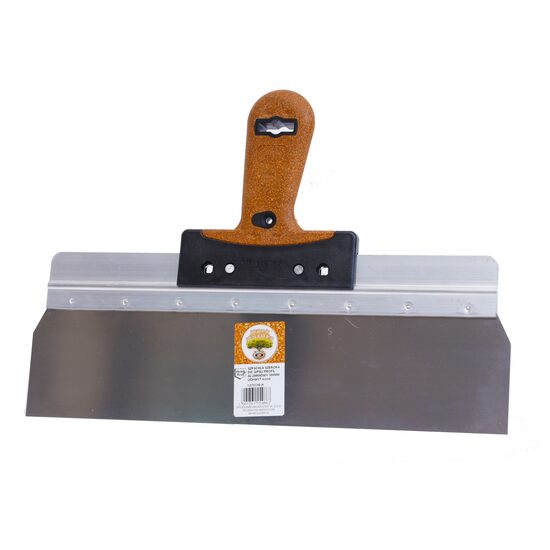 Spaclu inox fatade, 38x10 cm x 0.5 mm, maner pluta, Olejnik