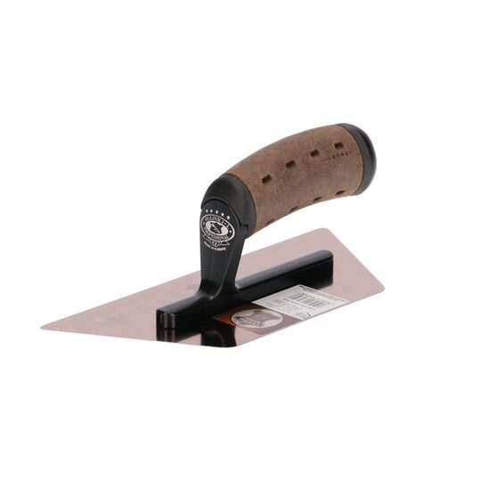 Gletiera inox, venetiana, trapezoidala, 24x13x10 cm x 0.65 mm, maner piele Alcantara, Olejnik