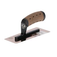 Gletiera inox, venetiana, trapezoidala, 24x11x9 cm x 0.65 mm, maner piele Alcantara, Olejnik