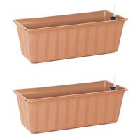 Jardiniera pentru flori cu sistem irigatie, maro, set 2 buc, 11 L, 60x18x14 cm