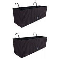Jardiniera decorativa, suport metalic, Rato Case W, maro, set 2 buc, 58x18x19.5 cm