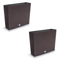 Jardiniera decorativa, imitatie ratan, Rato Case, maro, set 2 buc, 58x18x49.8 cm