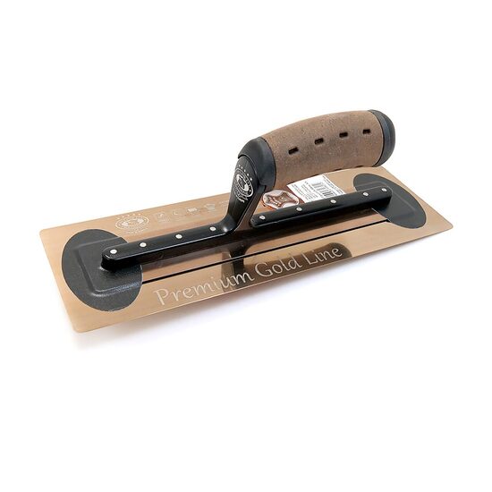 Gletiera inox, intarita, Premium Gold, Medium Flex, 40.6x12 cm x 0.4 mm, maner piele Alcantara, Olejnik