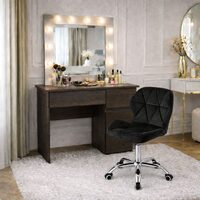 Masa de toaleta/machiaj, Irina, wenge + scaun Avola, negru, cu oglinda si LED-uri, 94x43x141 cm