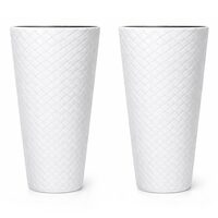 Set 2 ghivece de flori, Matuba Slim, rotunde, inalte, 40x78 cm, alb, Prosperplast
