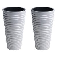Set 2 ghivece de flori, Sand Slim, rotunde, inalte, 39x75 cm, alb, Prosperplast