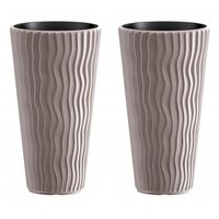 Set 2 ghivece de flori, Sandy Slim, rotunde, inalte, 39x70.8 cm, cafeniu, Prosperplast
