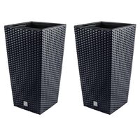 Set 2 ghivece de flori, Rato, imitatie ratan, inalte, 32.5x32.5x61 cm, antracit, Prosperplast